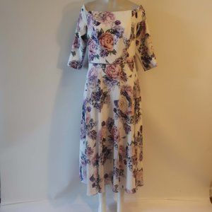 *Womens Veromia Occasions White Purple Off Shoulder Floral Maxi Dress 12